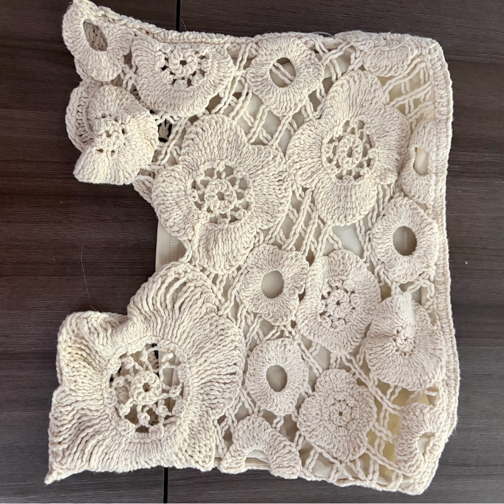 Blue Blush Ivory Crochet Lace Top